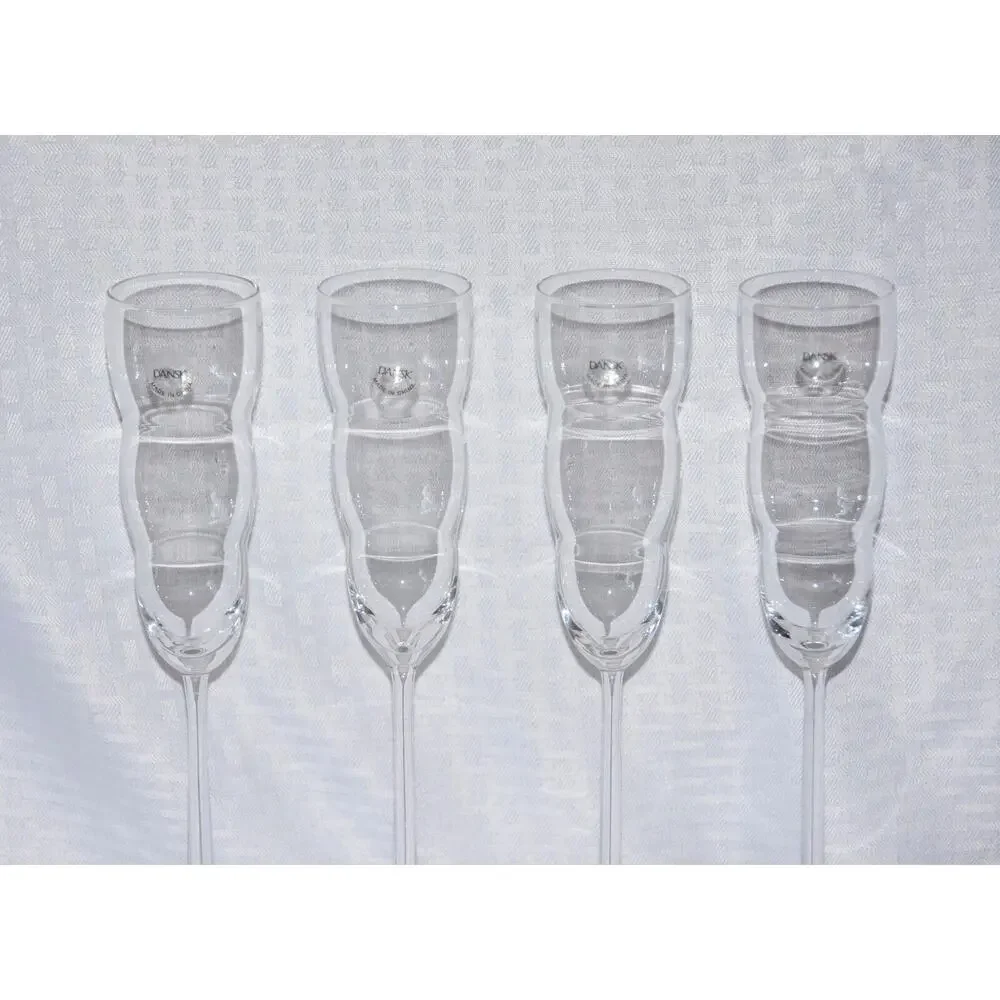 Michael Graves Design for DANSK Cirrus Bee Hive Champagne Flutes x-4